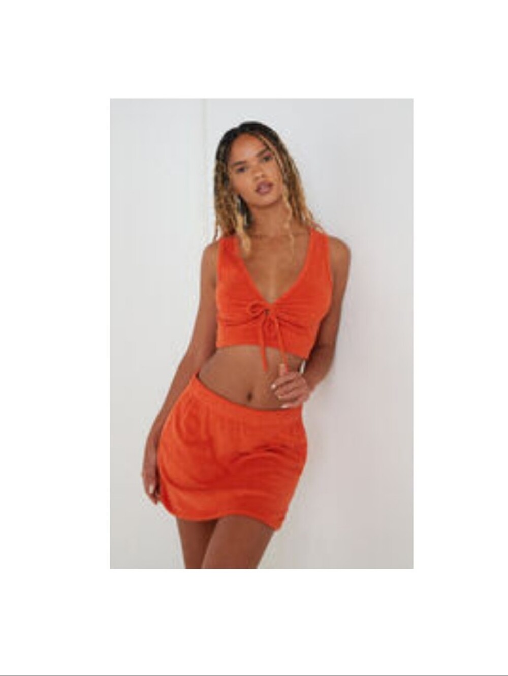 LA Hearts By Pacsun Terry 2-Piece Set Orange Top And Skirt Size Medium NWT